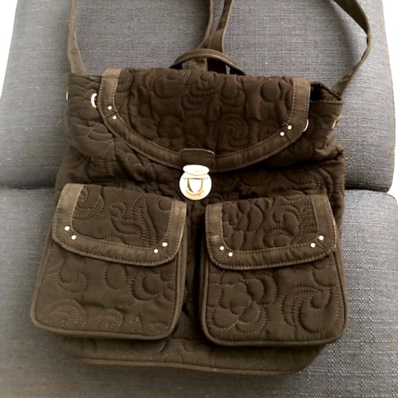 Vera Bradley Black Quilted Backpack - Excellent Condition - Super Cute! - Picture 2 of 13
